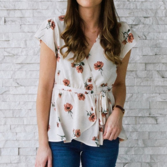june & hudson Tops - June & Hudson Floral Wrap Top